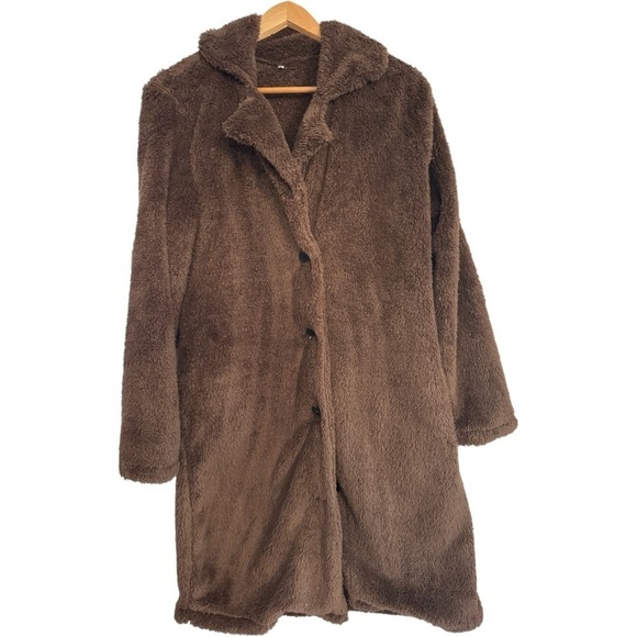 Jackets & Blazers - NWOT Brown Teddy Coat Faux Fur Fleece Shacket Jacket